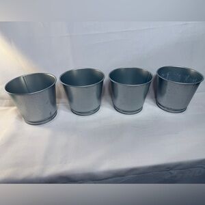 Set of 4 Galvanized Metal Buckets | Farmhouse Decor